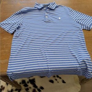 Ralph Lauren Blue and White Striped Polo Shirt
